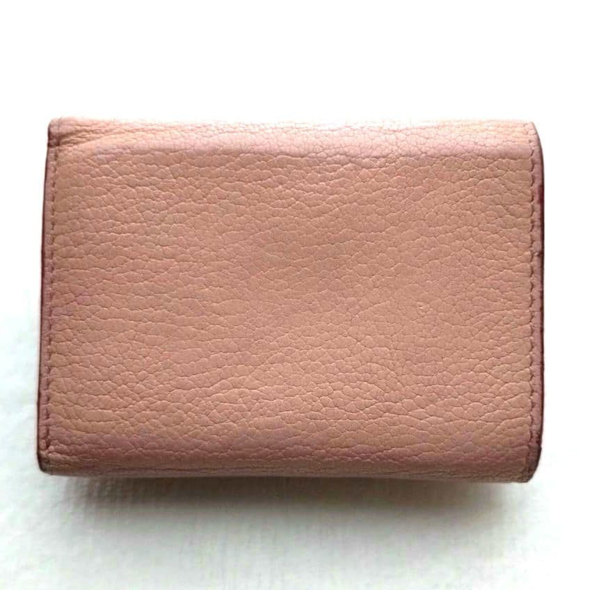 MIUMIU 折り財布 ラブレター ゴールドロゴ ハート ピンクベージュ