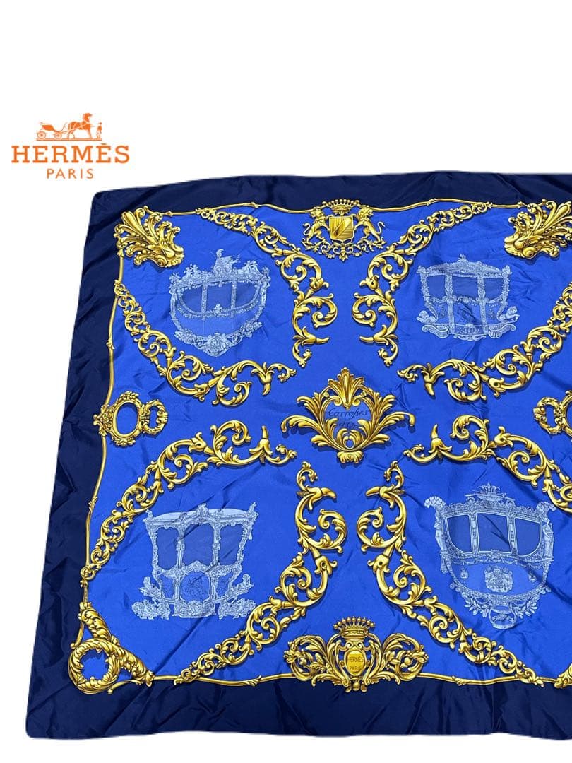★France製★HERMES★Carrosses d'Or★カレ90★スカーフ