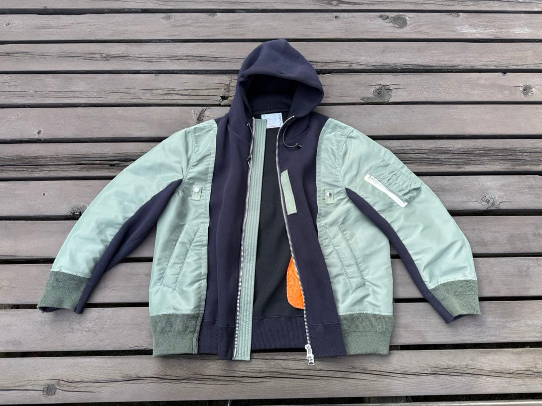 ジャケット・アウター MA-1 Nylon Twill Sleeve Zip-Up Hoodie