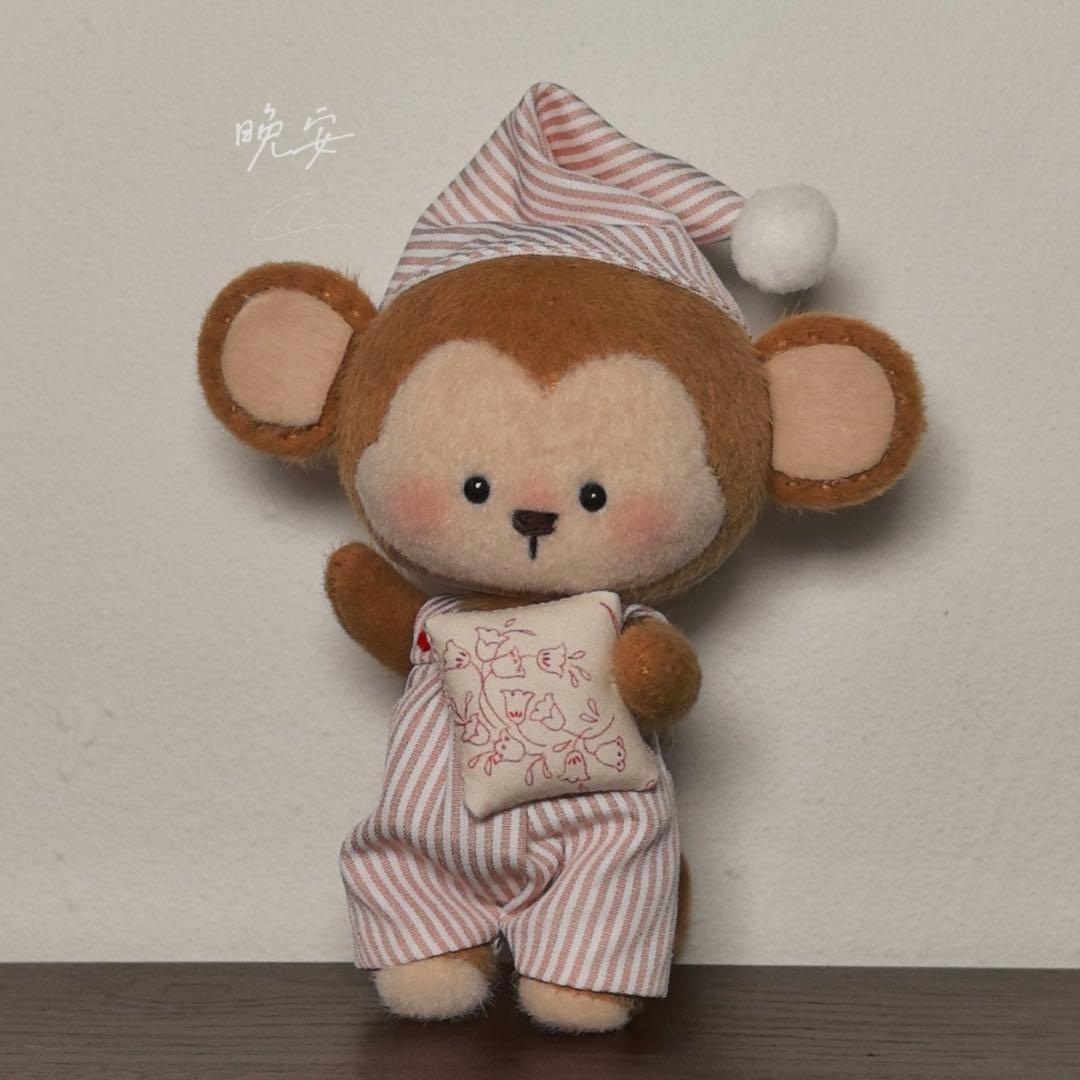 おやすみお猿さん アーティストベア 海外作家様 ハンドメイド ぬいぐるみ 置物