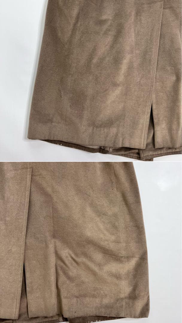 イヴ・サンローラン ベルテッドコート ベルベット ウール シルク ブラウンB68