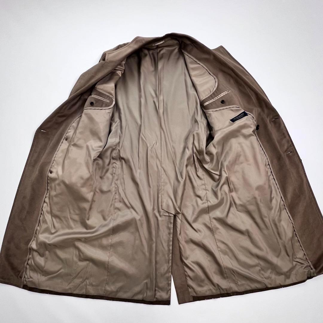 イヴ・サンローラン ベルテッドコート ベルベット ウール シルク ブラウンB68