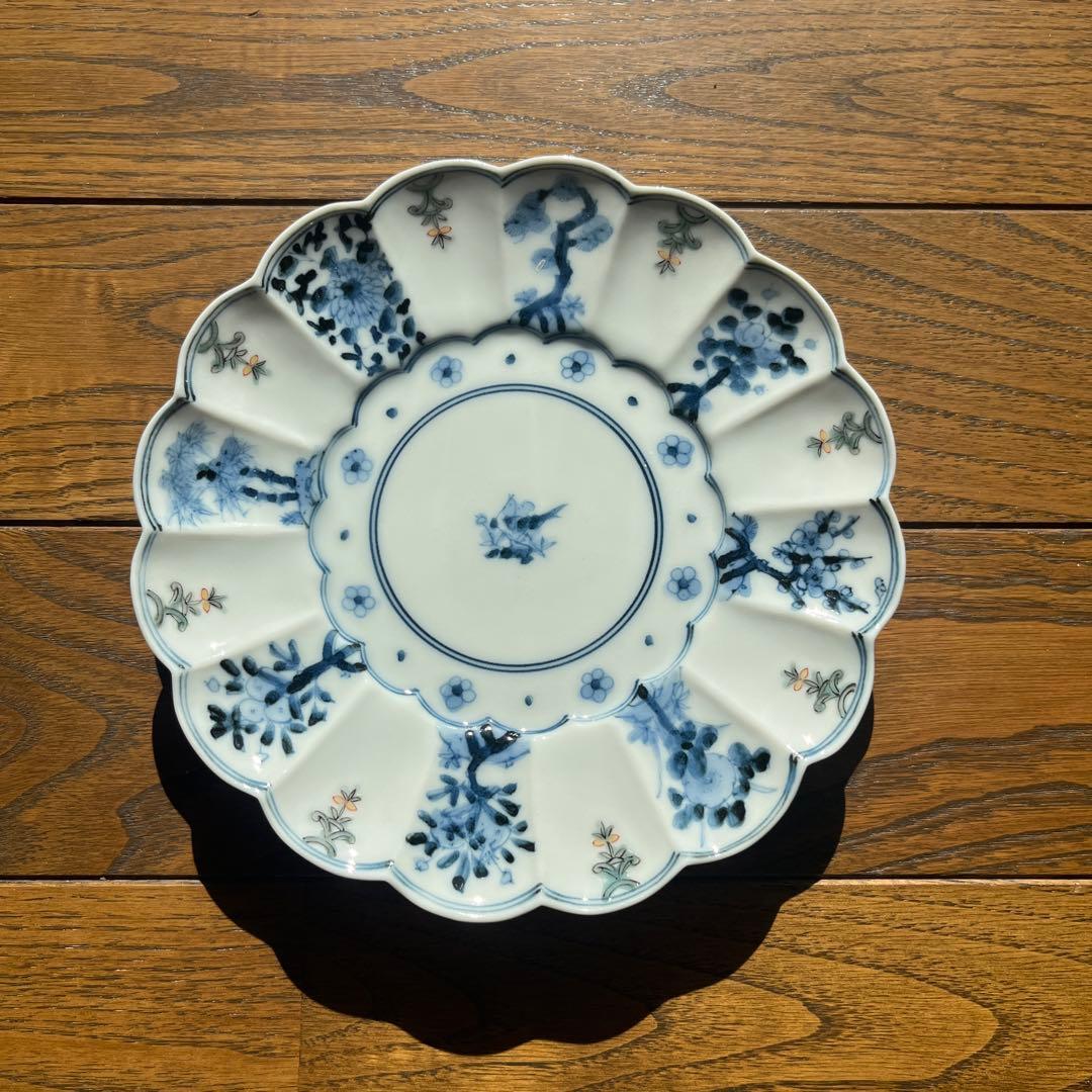 九谷焼　山本長左　色絵樹花文　取皿 5枚揃い