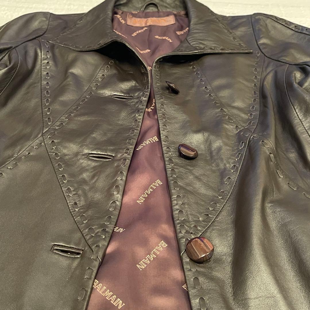 BALMANバルマン 羊革 ラムレザー レザージャケット 11号 美品 ブラウン