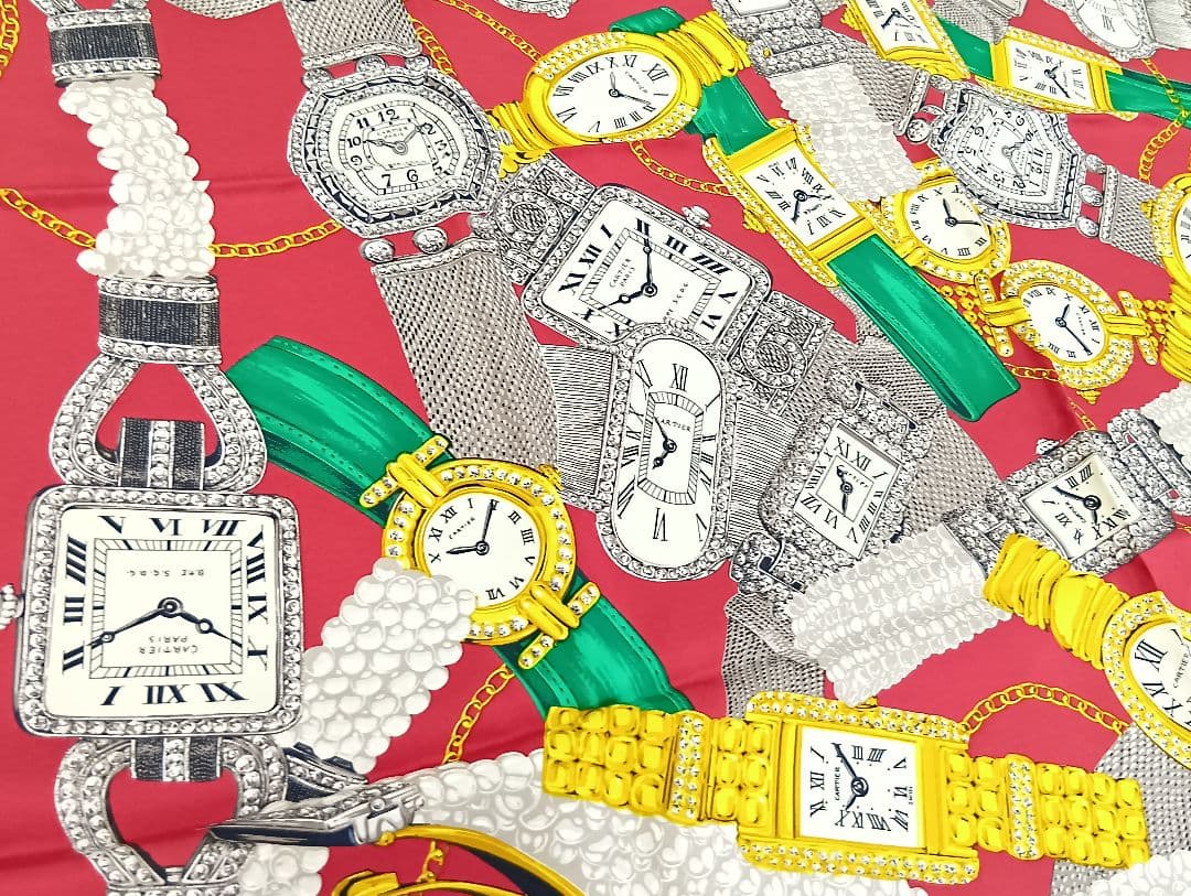 502 Cartier カルティエ 時計 シルク スカーフ　箱付き