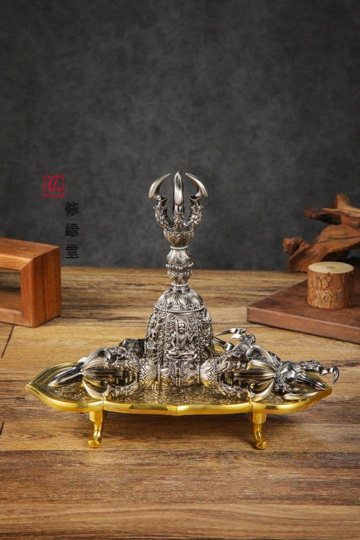 【修縁堂】密教法具レトロな黒五大明王金剛盤金剛五鈷杵三鈷杵独鈷杵五点セット