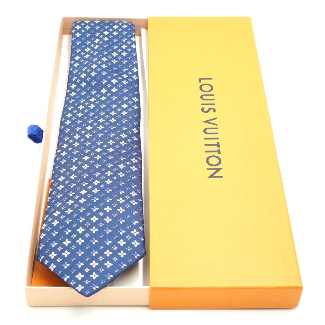 ✨新品未使用✨　LOUIS VUITTON ネクタイ モノグラム　総柄　ネイビー