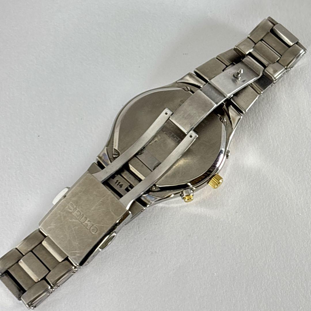 稼働 SEIKO メンズ腕時計 電波ソーラー チタニウム デイト 軽量 コンビ