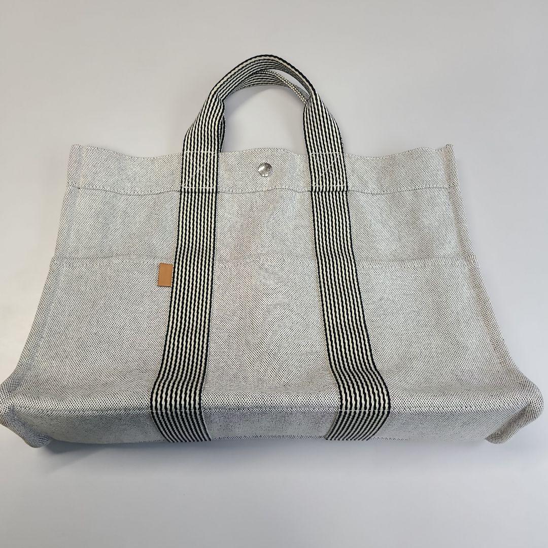 HERMES　グレー キャンバス トートバッグ 大容量