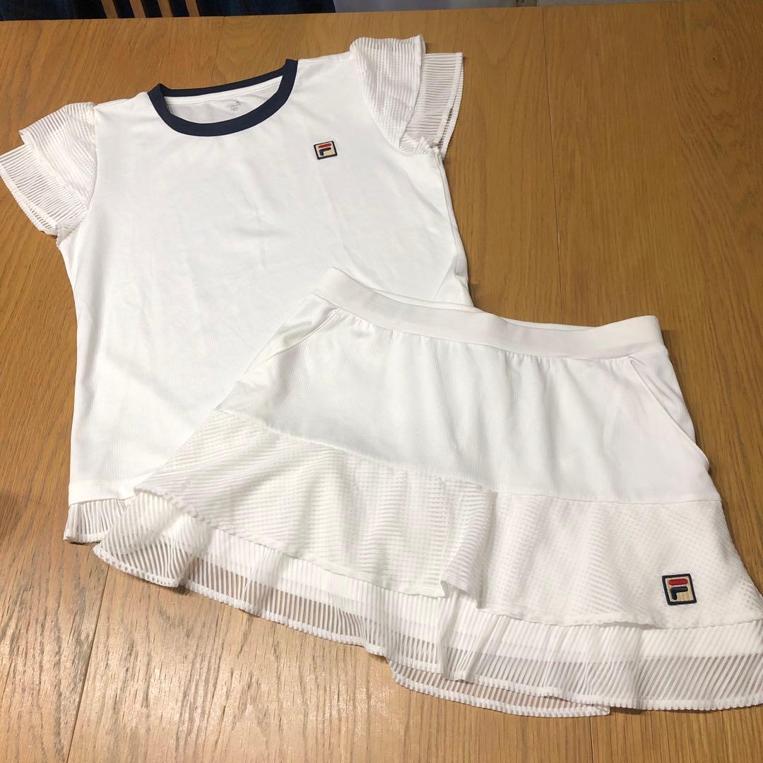 FILAテニスウェア エレガント上下 セットアップ 白 Lサイズ