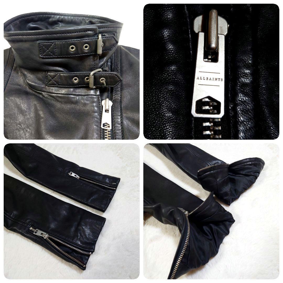 ラムレザー ダブルライダースジャケット 短丈 ALL SAINTS ブラック