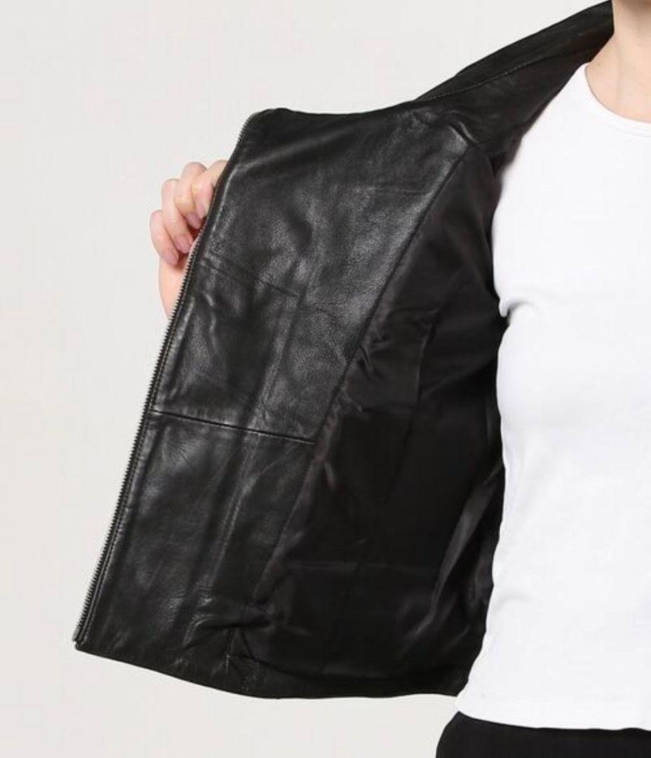 ラムレザー ダブルライダースジャケット 短丈 ALL SAINTS ブラック