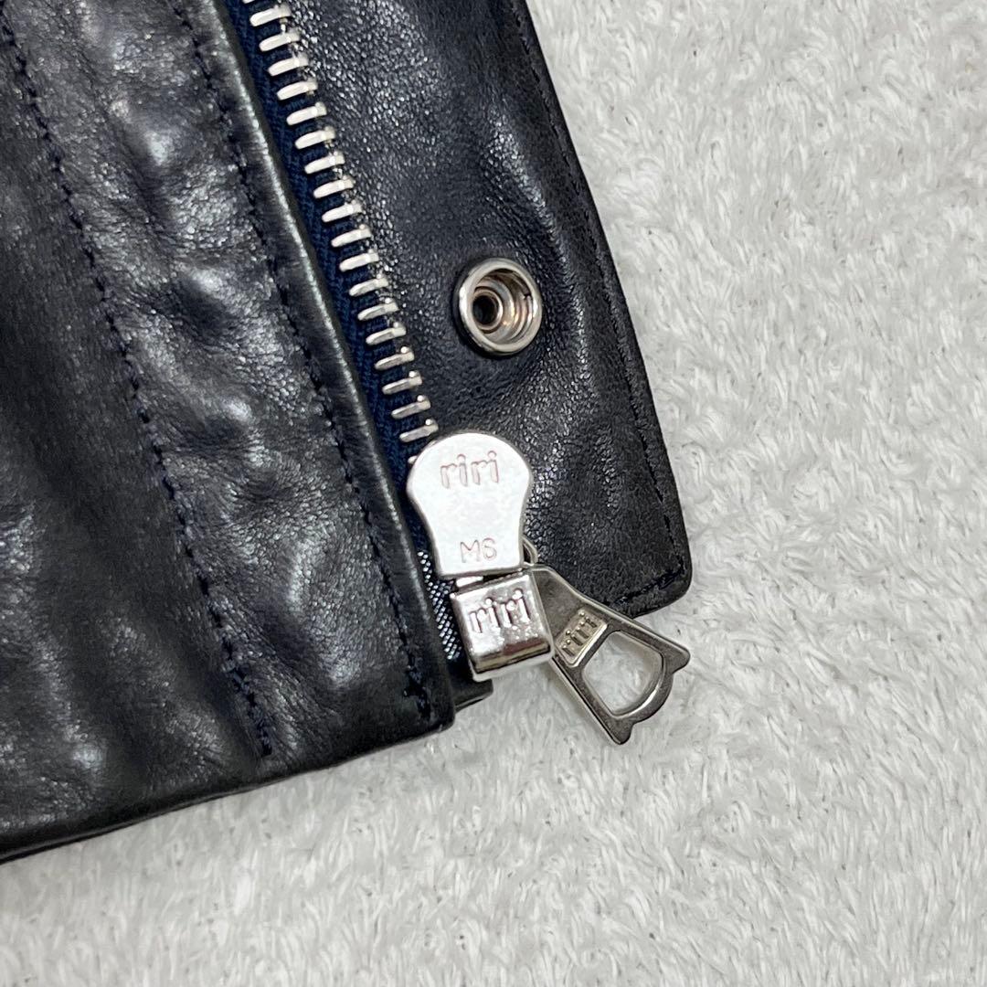 美品『ドゥロワー』ノーカラーレザージャケット 羊革 クロップド袖 ジップアップ