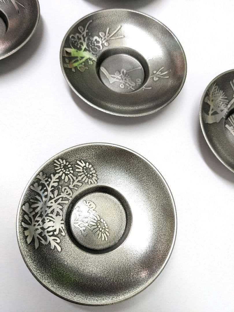 錫半　上錫　茶托 5客