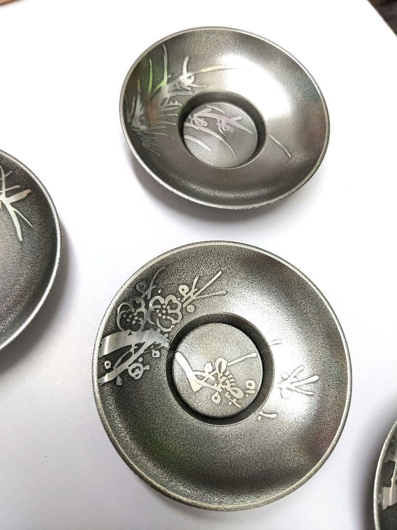 錫半　上錫　茶托 5客