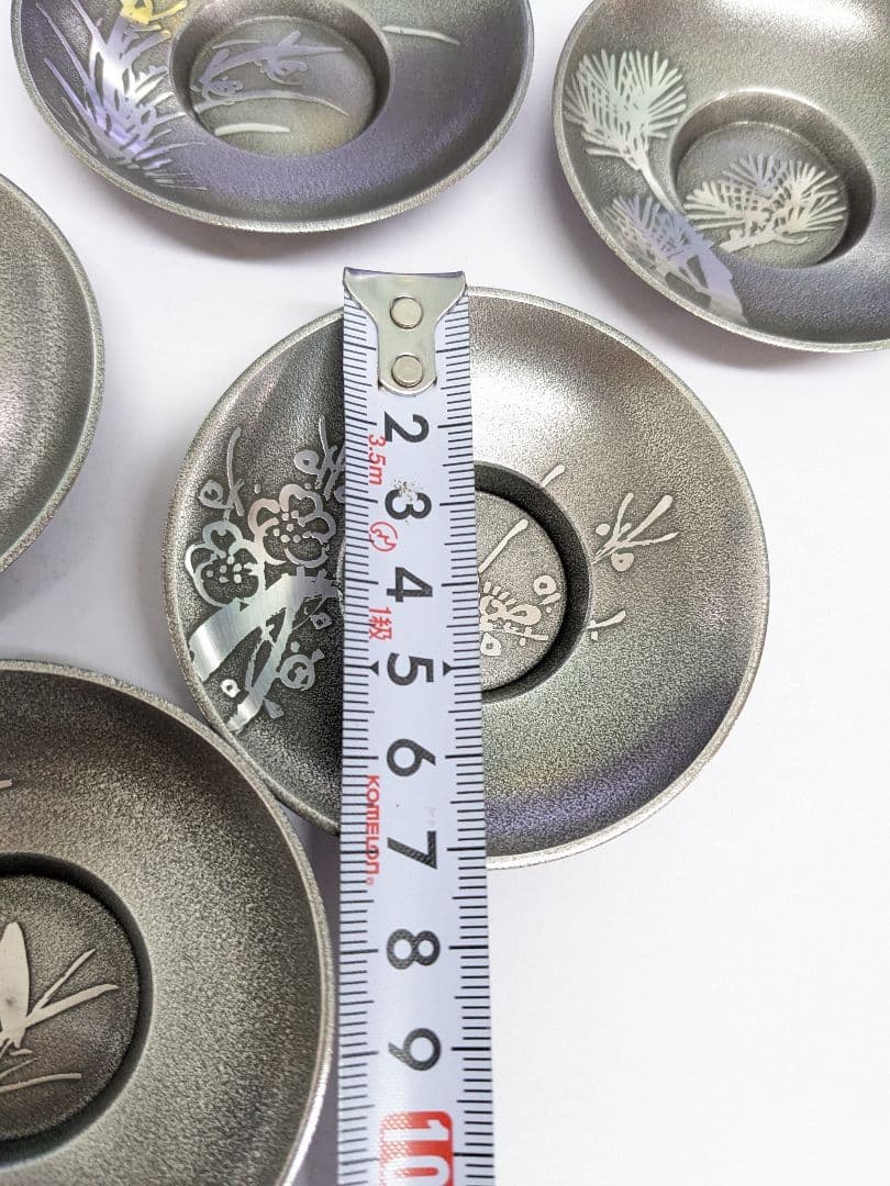 錫半　上錫　茶托 5客