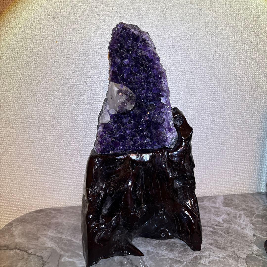 ウルグアイ産♡アメジストドーム♡カルサイト共生♡専用台座セット♡総重量2.7kg