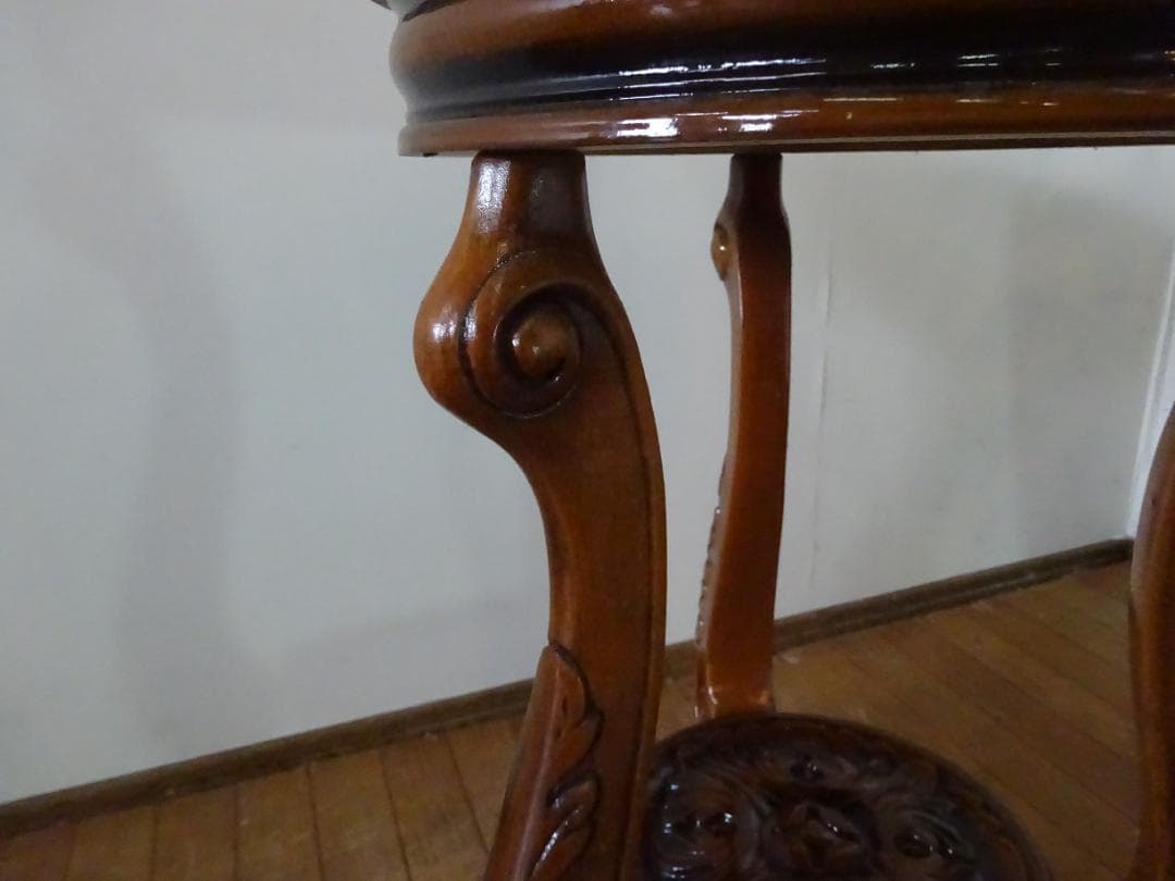 myne　イタリア　猫脚　大理石/オニキス　丸型　花台　サイドテーブル