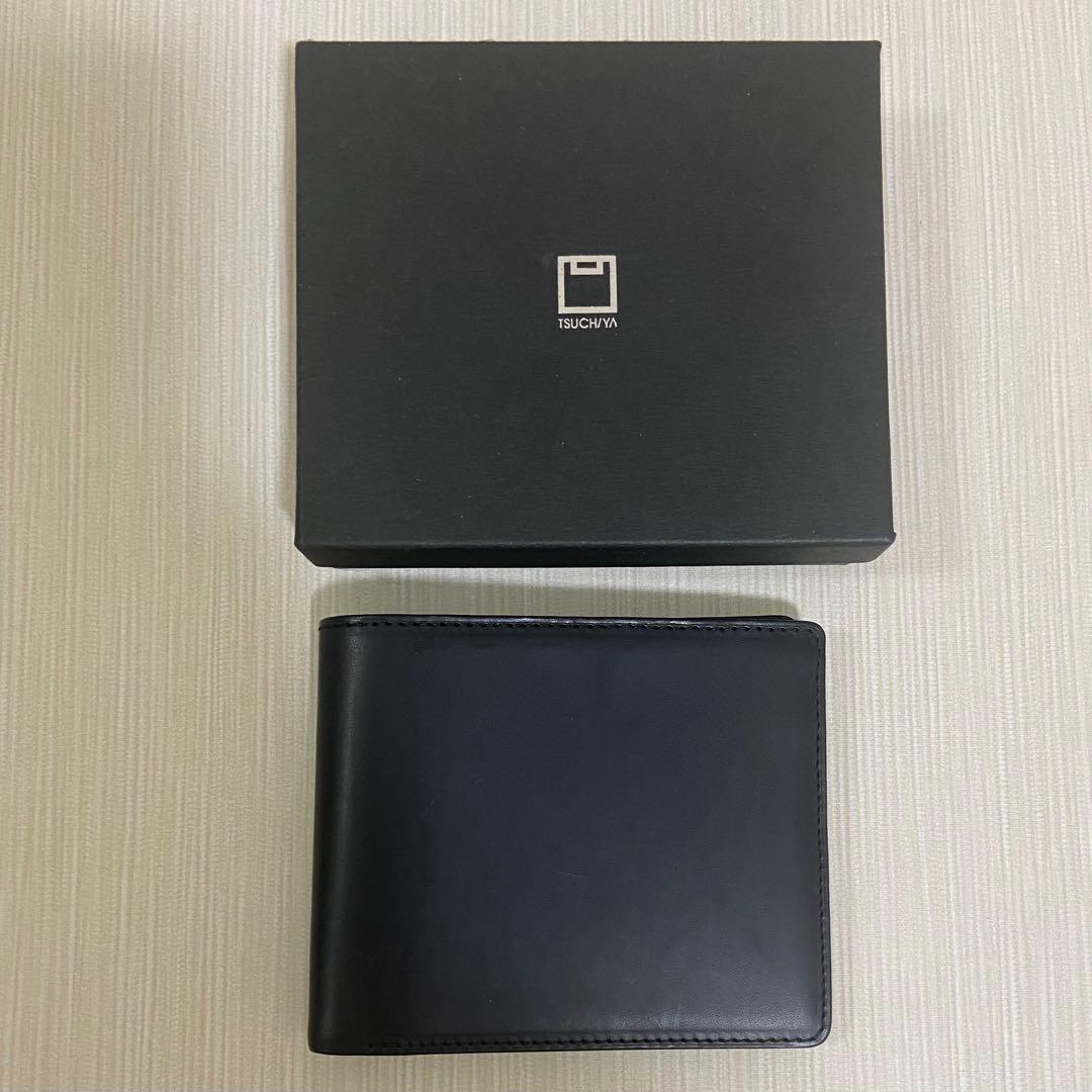 土屋鞄 ヌメ革 二折札入れ 財布　ブラック