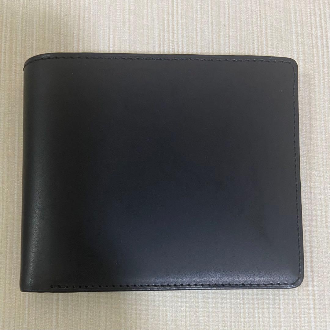 土屋鞄 ヌメ革 二折札入れ 財布　ブラック