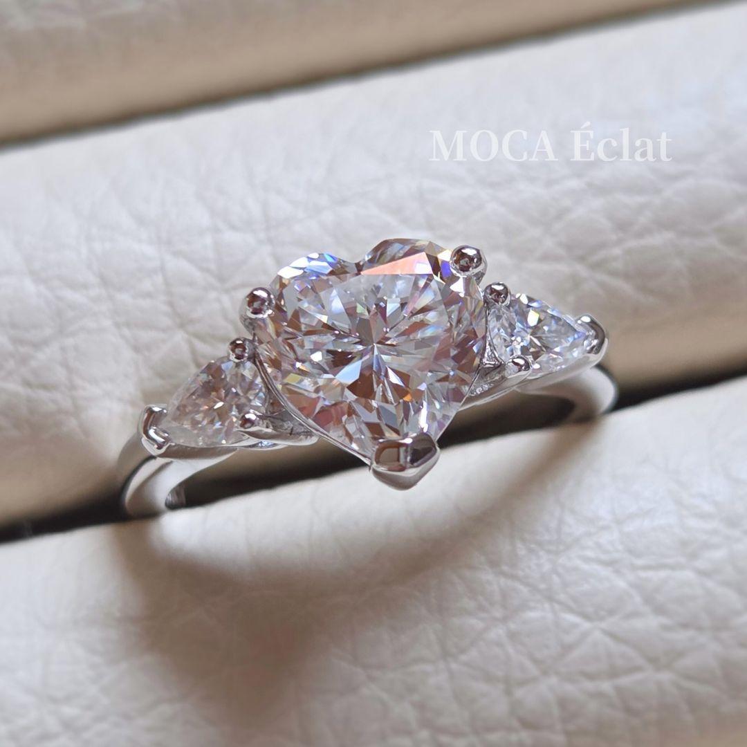 モアサナイト 2.7ct リング ハートシェイプ オールモアサナイト S925