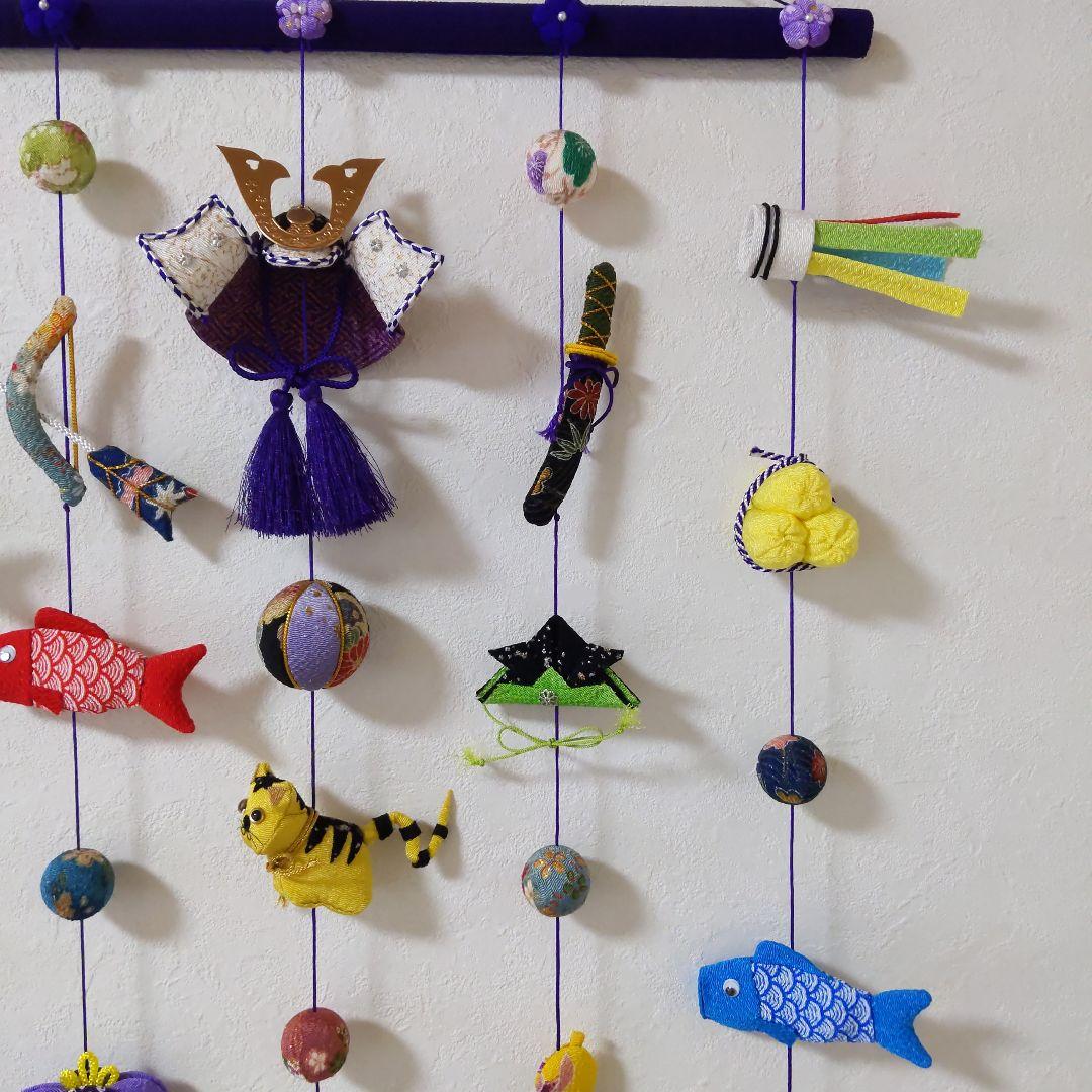 ちりめん細工　端午の節句壁掛け下げ飾り (5下げ)