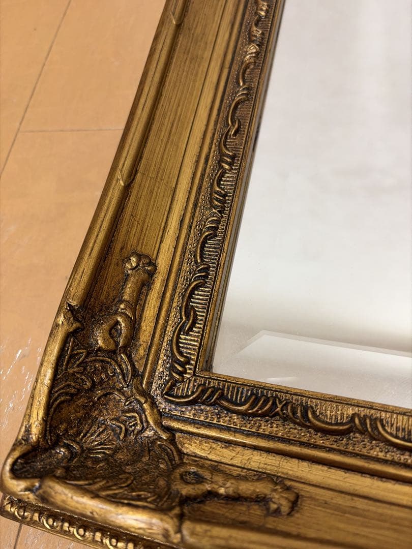 アンティーク調鏡　ヨーロッパ　金色フレーム　ミラー