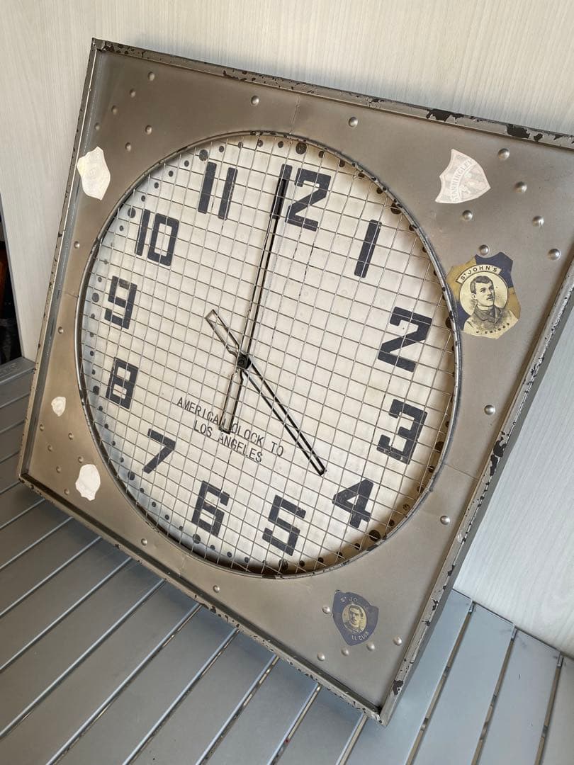 掛時計　ヴィンテージ　特大掛時計　鉄製　メッシュ