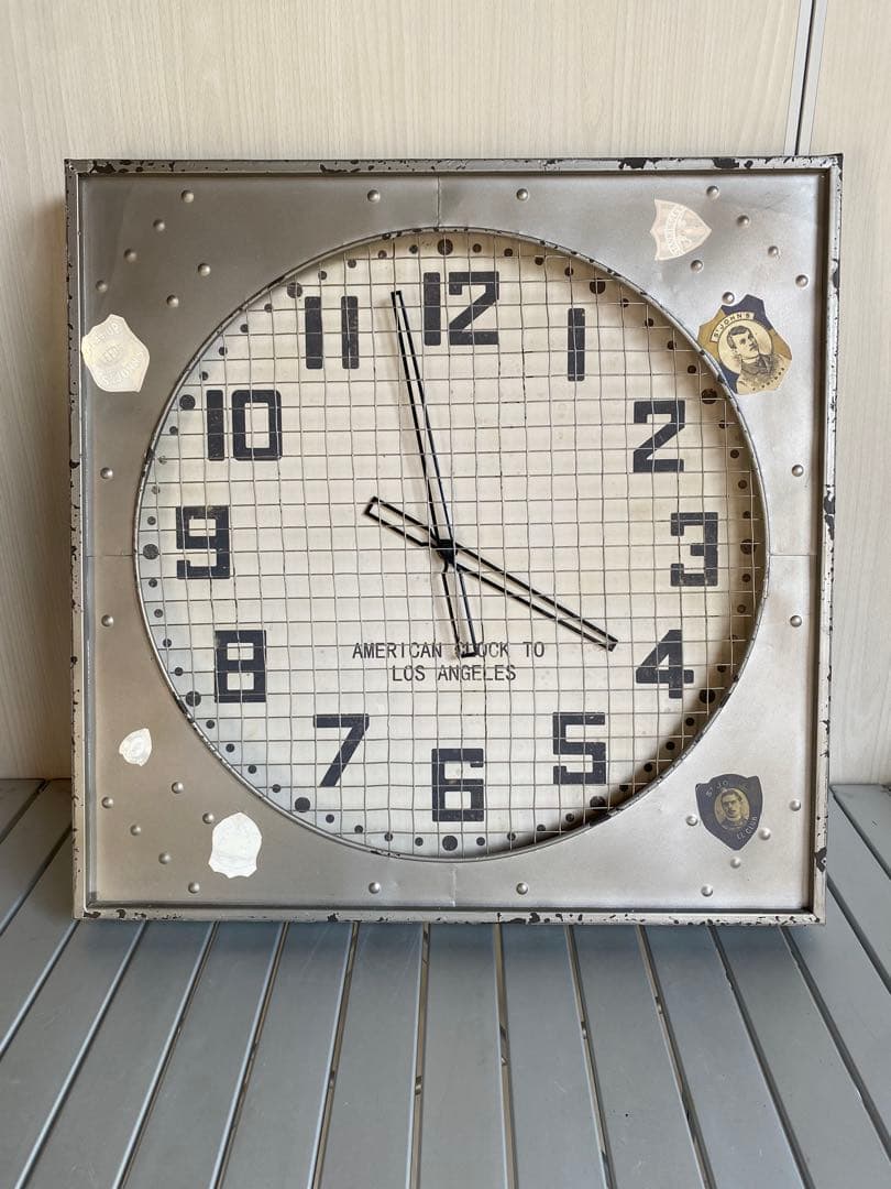 掛時計　ヴィンテージ　特大掛時計　鉄製　メッシュ