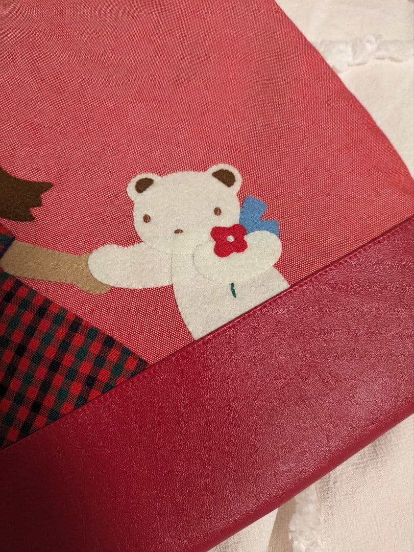 【完売レア】新品未使用　ファミリア　デニム トート レッスンバッグ　レッド 赤