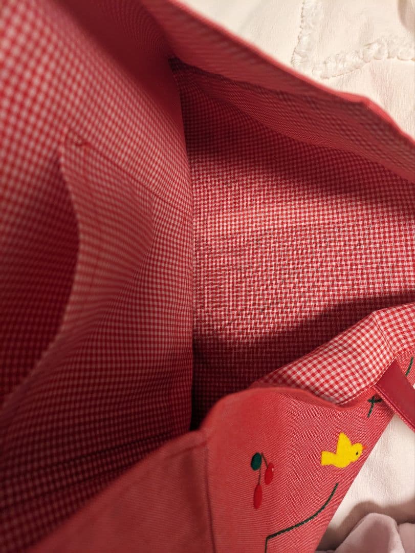 【完売レア】新品未使用　ファミリア　デニム トート レッスンバッグ　レッド 赤