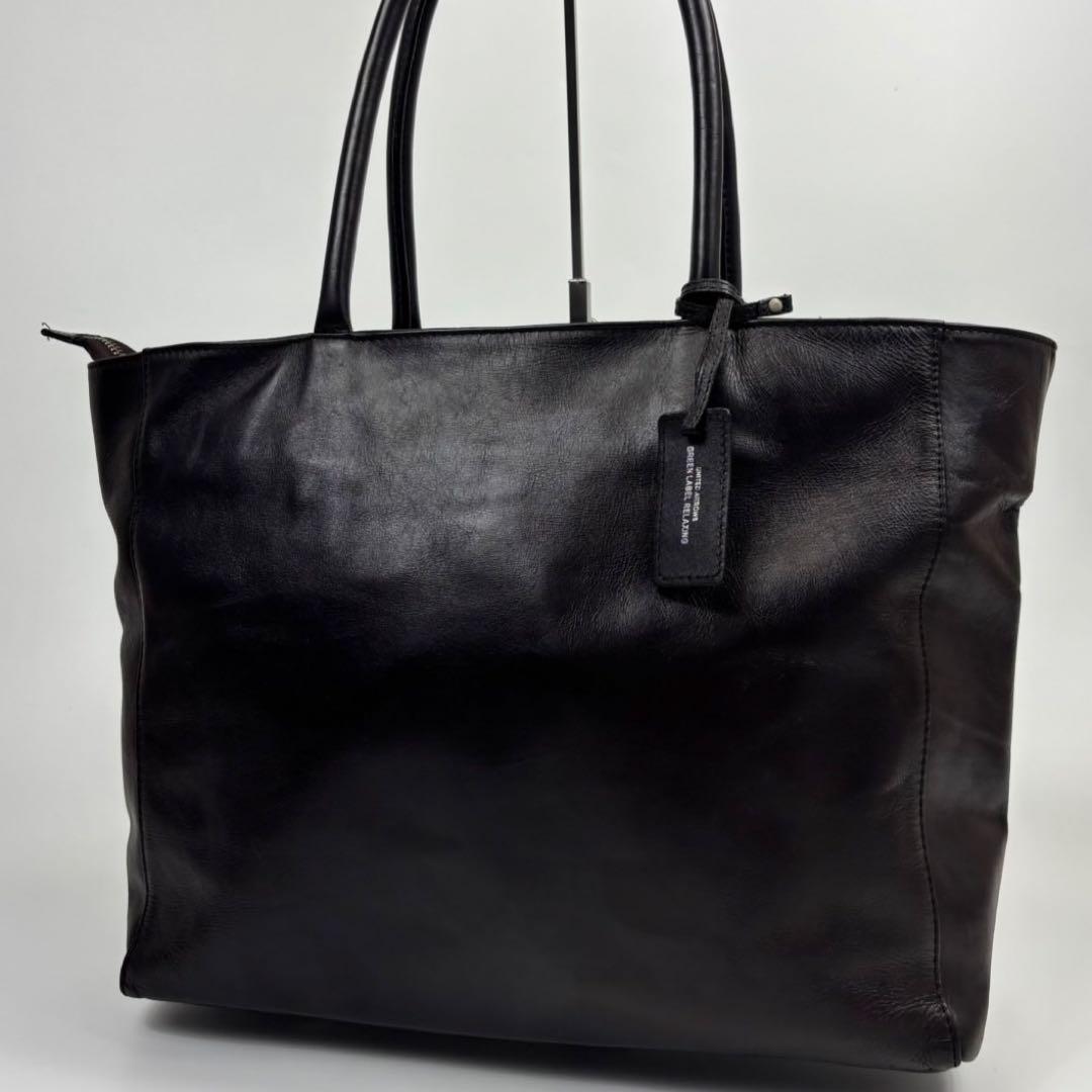 UNITED ARROWS トートバッグ ダークブラウン レザー ビジネス A4
