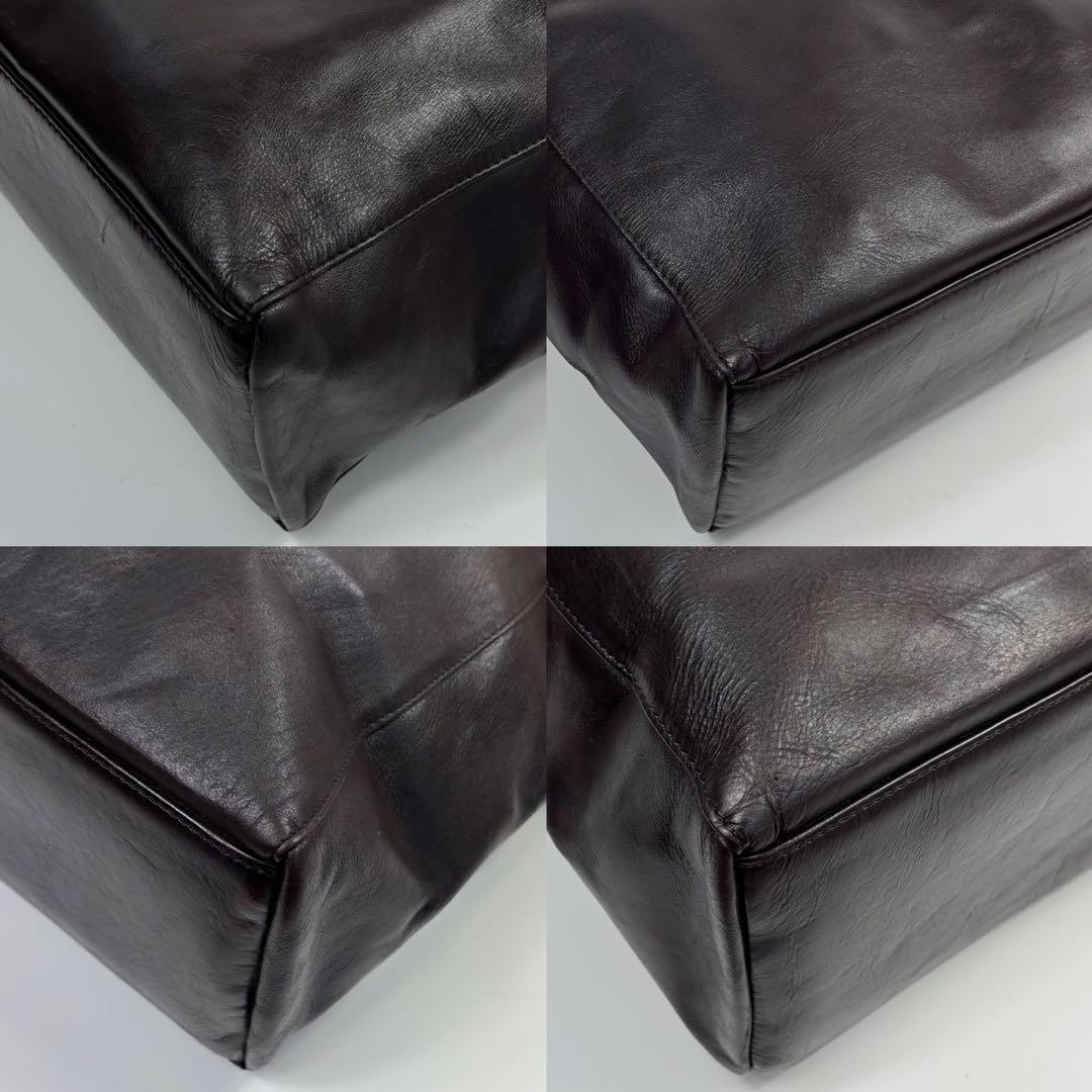 UNITED ARROWS トートバッグ ダークブラウン レザー ビジネス A4