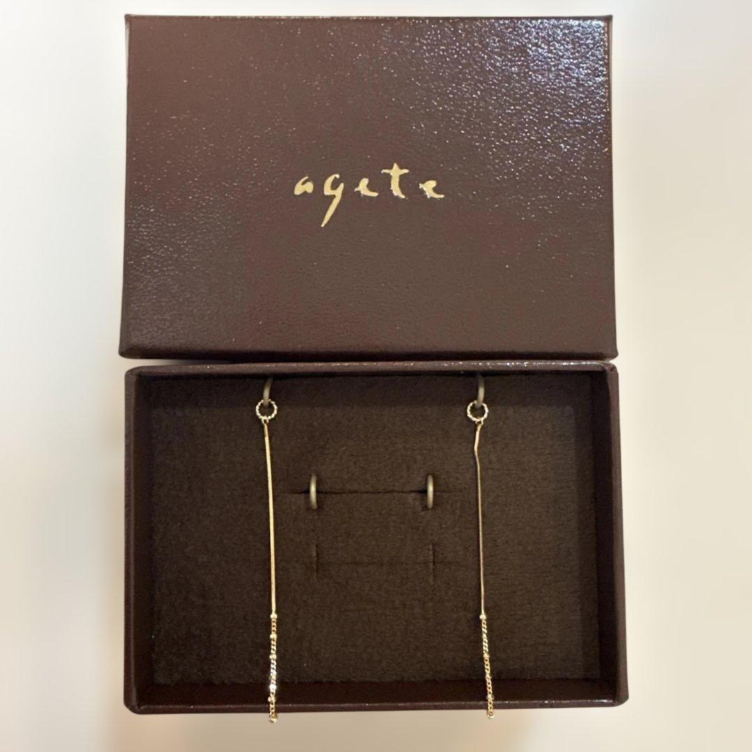 agete ゴールド ロングチェーンピアス　チェーンピアスチャーム