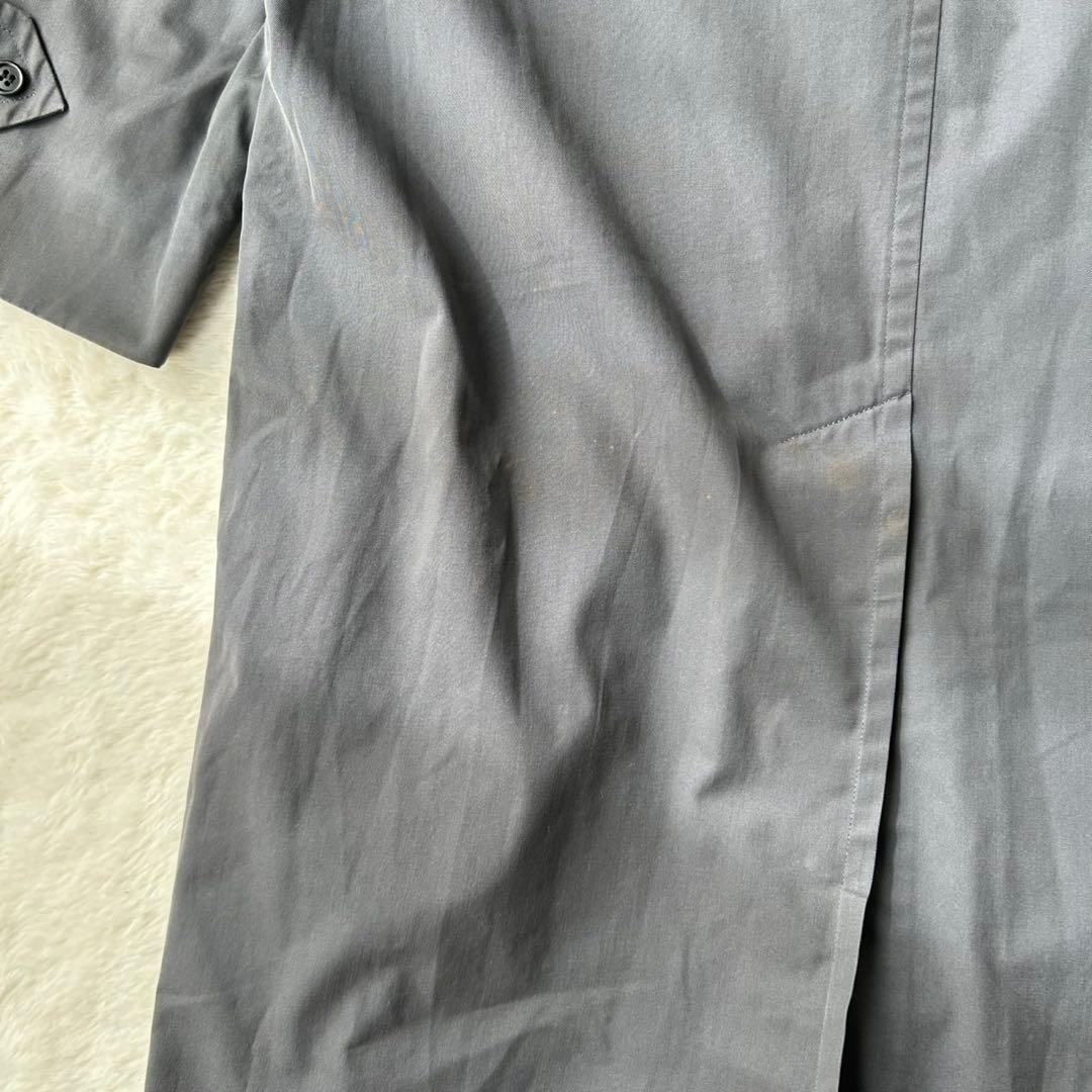 希少カラー バーバリー ステンカラーコート ライナー付 2way ネイビーグレー