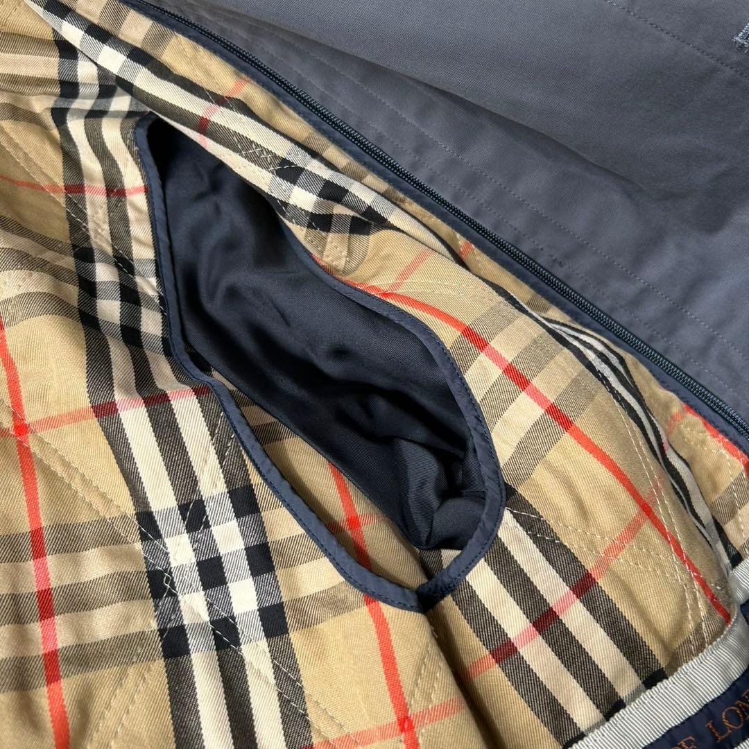 希少カラー バーバリー ステンカラーコート ライナー付 2way ネイビーグレー
