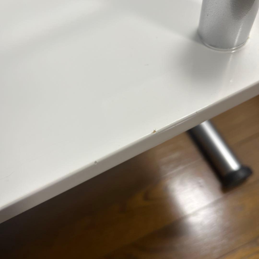 【再値下げ】dinos ガラス 二重天板昇降式リフティングテーブル ホワイト