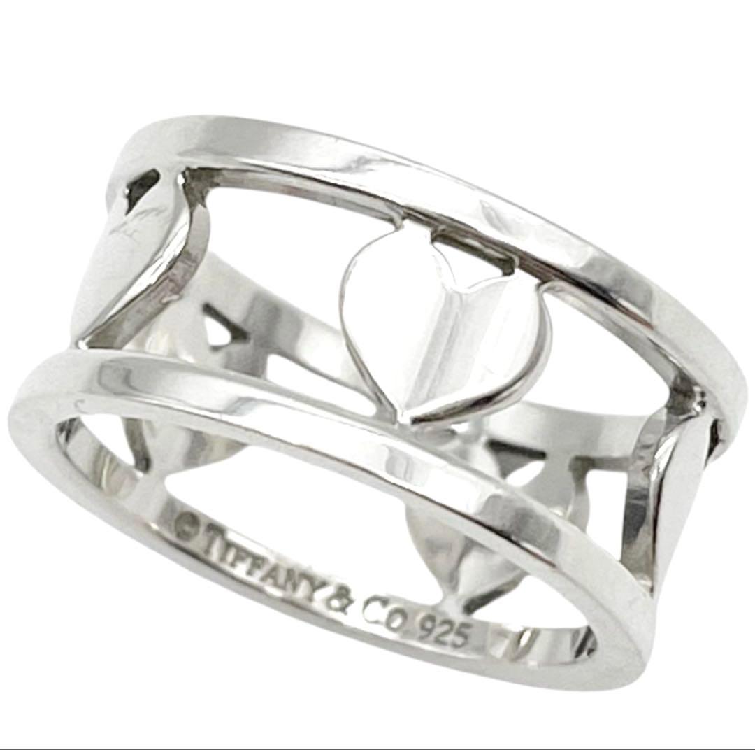 美品◎ ティファニー 透かしハート リング 指輪 シルバー925