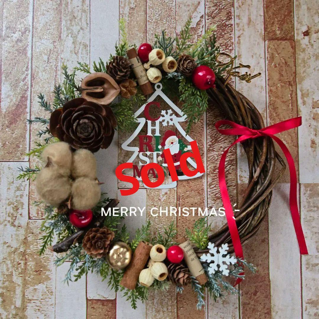 *.゜赤いリボンとサンタのクリスマスリース❀.*・゜