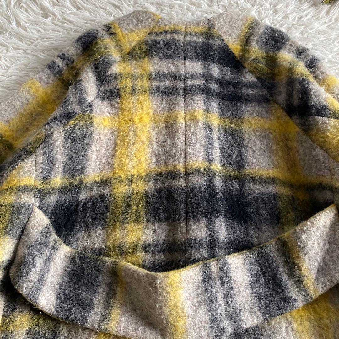 りんごBEAMS BOY ノーカラータータンチェックコート