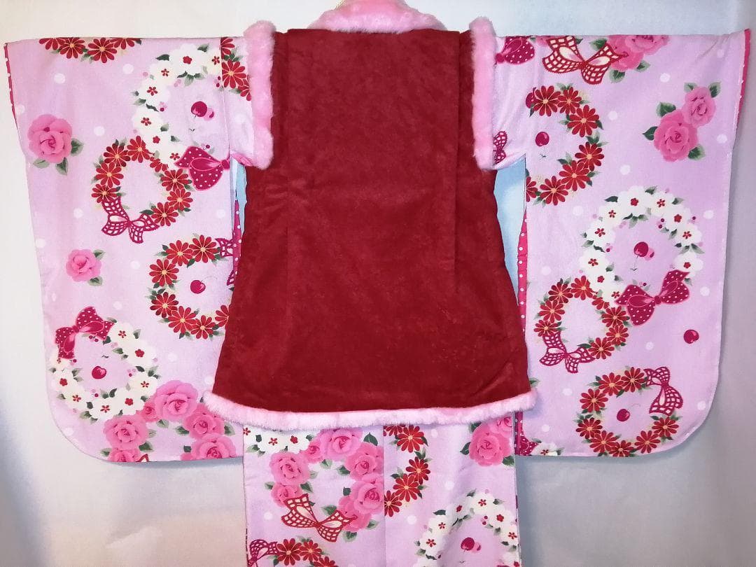 松田聖子ブランド 七五三 3歳.着物.被布.女の子セット巾着 髪飾り 草履付3④