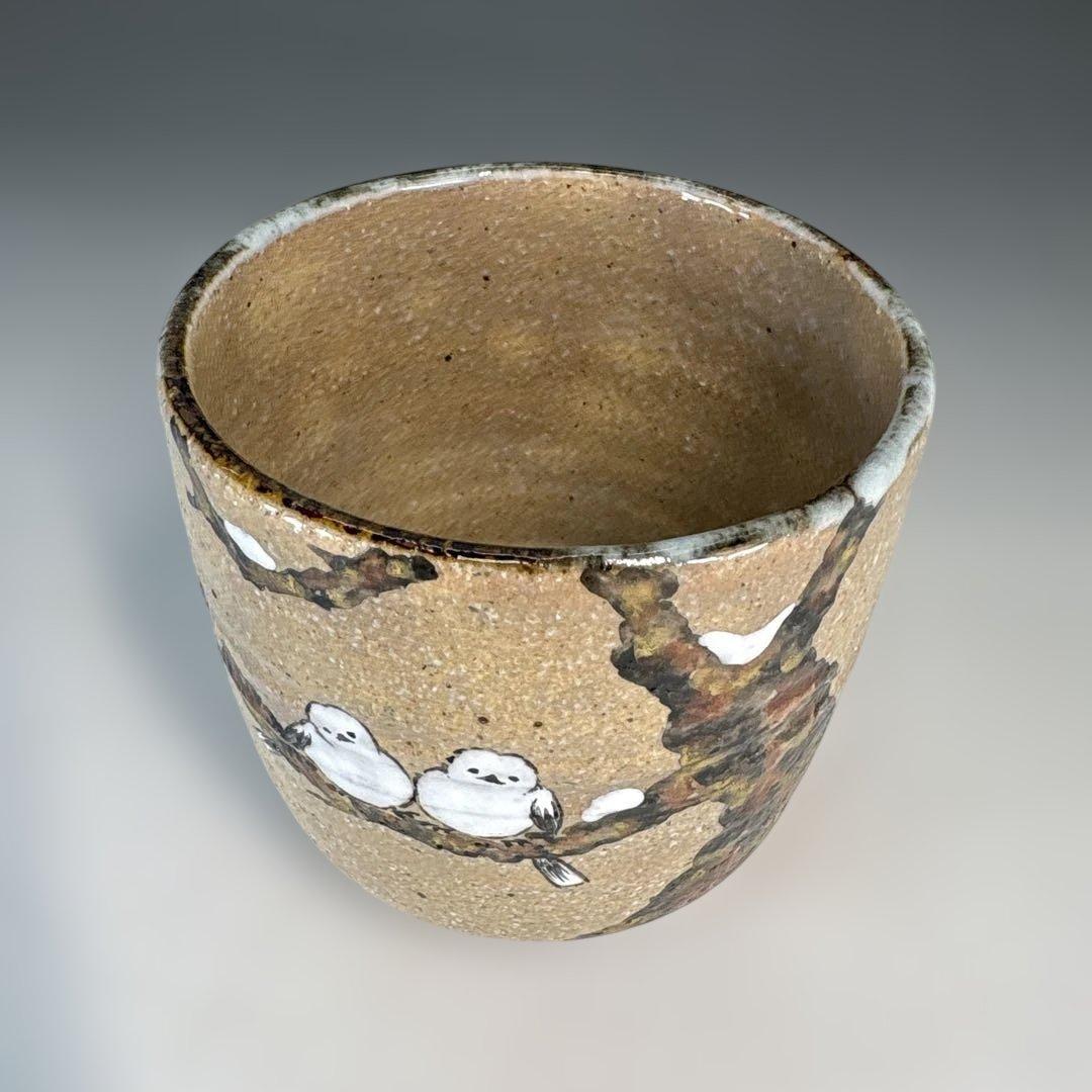 【新品】中村良二造　灰釉しまえなが絵筒茶碗（共箱）〈税込・送料込〉