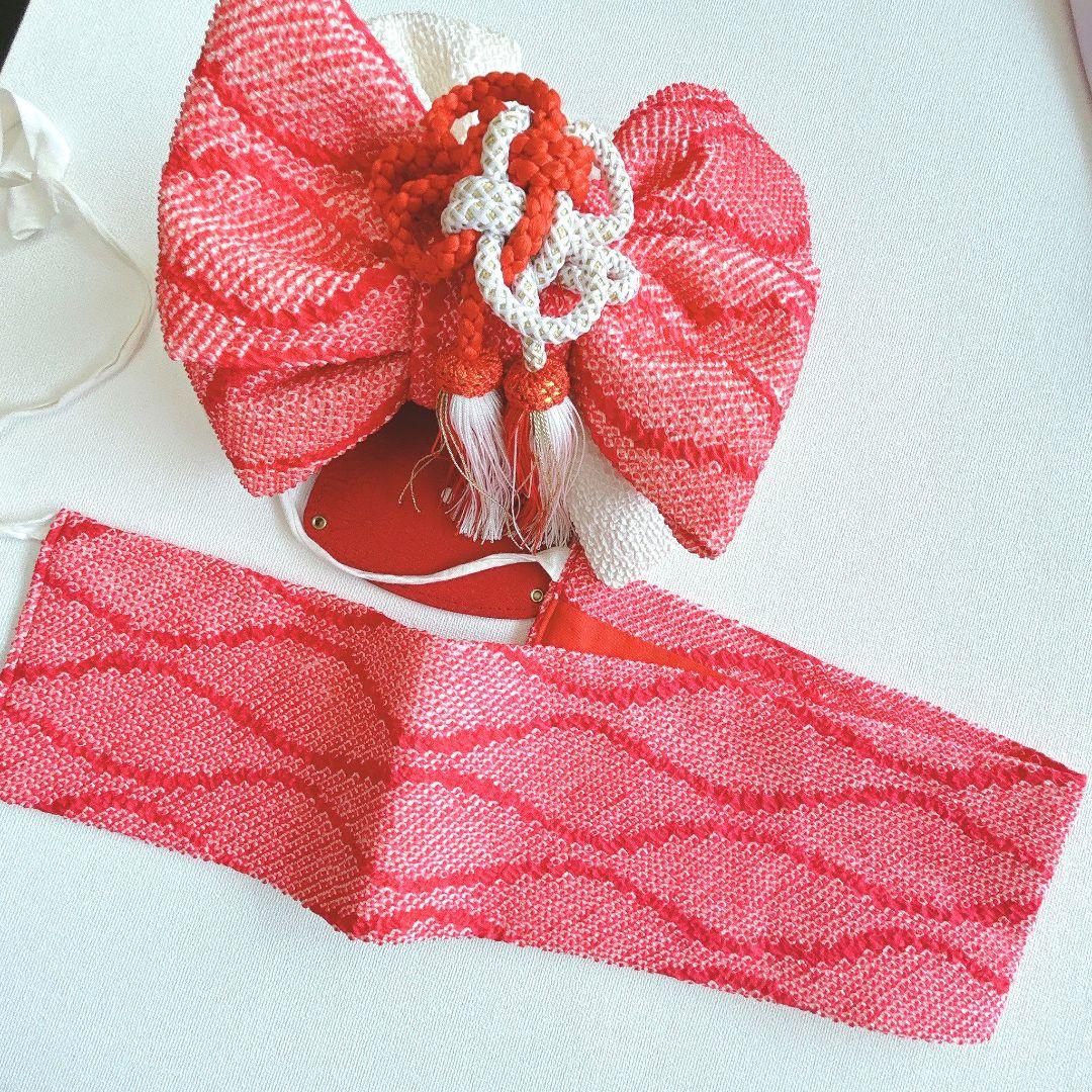 セット　七五三　7歳女の子　長着＆作り帯＆袖なし長襦袢＆小物　ラベンダー×紫葵祭