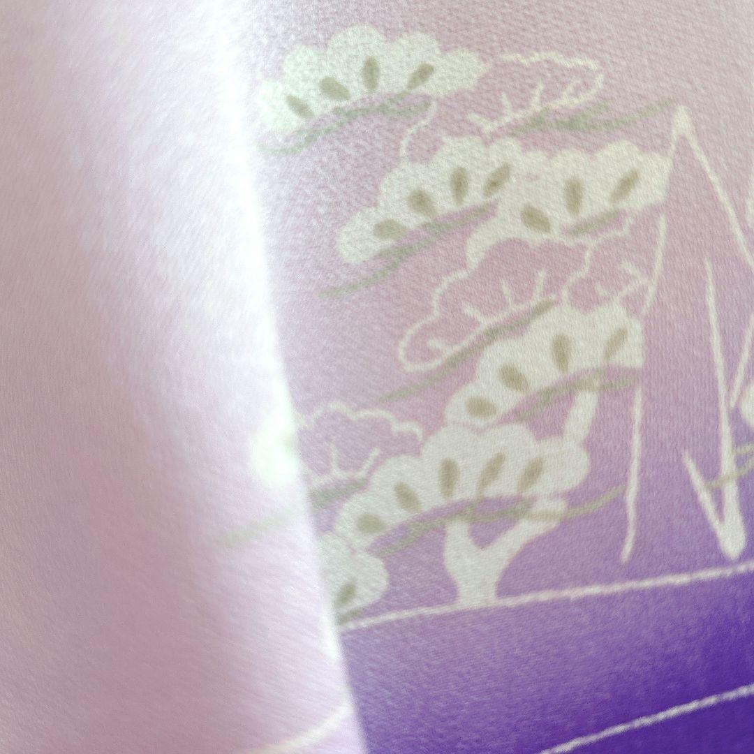 セット　七五三　7歳女の子　長着＆作り帯＆袖なし長襦袢＆小物　ラベンダー×紫葵祭