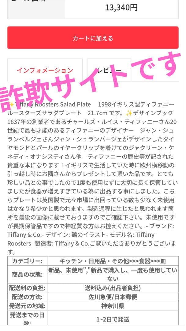 【未使用】ティファニー　ルースターズ　サラダプレート　＊デザインブック