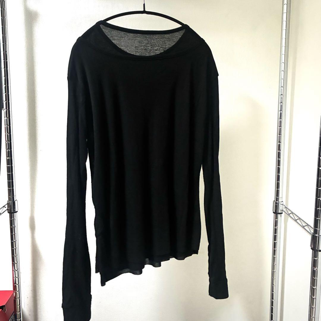 no faith studios レイヤードボタンロングスリーブ ロンT 黒2