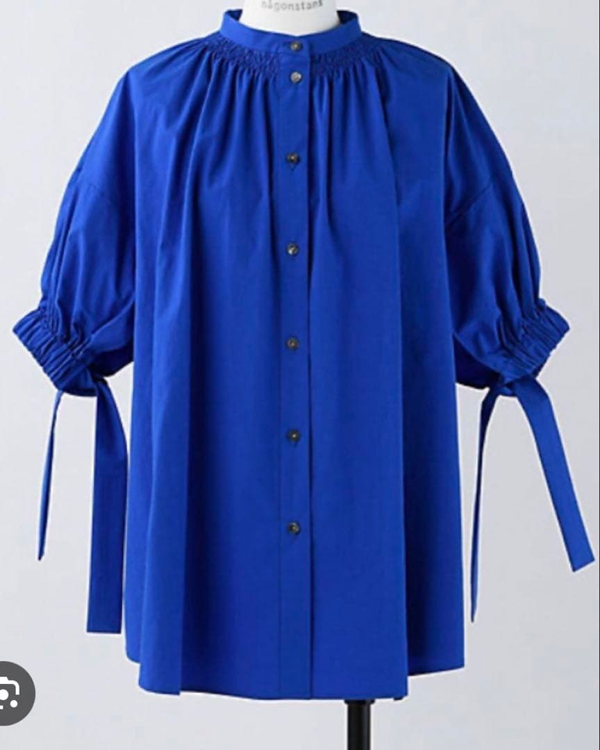 最終お値下げ⭐︎ENFOLD⭐︎ GATHER-SLEEVE BLOUSE ブルー