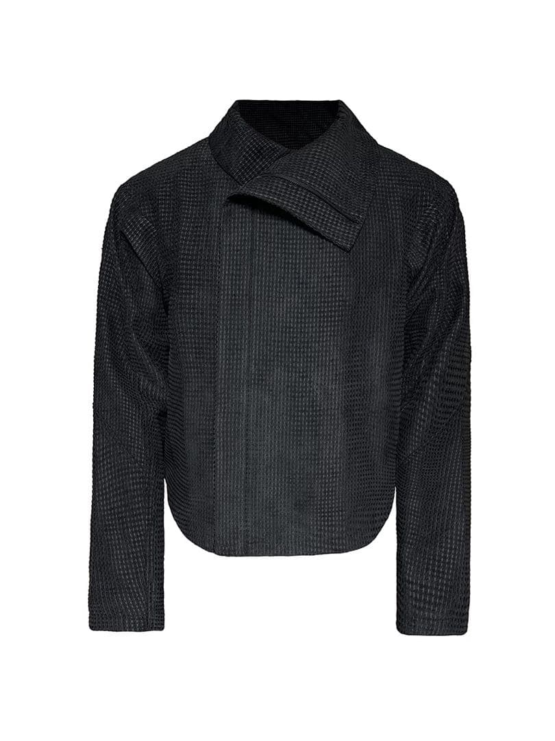 JCAESAR ZIPPER-JACKET 黒い立ち襟クロップドジャケット