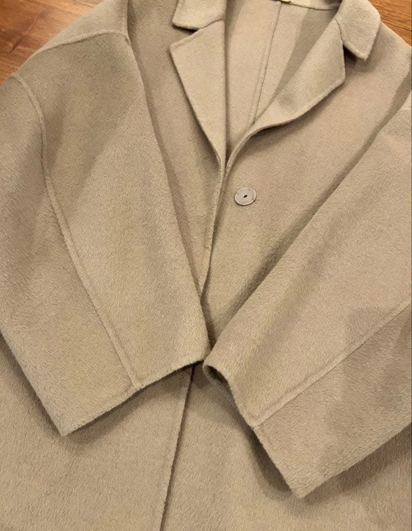 ドゥーズィエムクラス　ウールアンゴラリバーコート　ベージュ　ブラウン