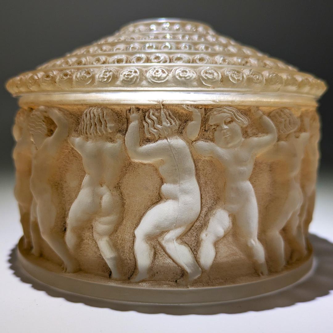 ★生命の神秘★ルネ ラリック アンファン希少な茶パチネ蓋物神秘の子供